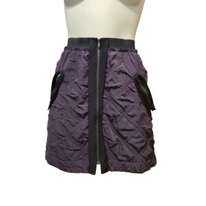 ANTHROPOLOGIE LEIFNOTES Quilted Zipper Mini Skirt Grey Brown‎ And Black Size 6